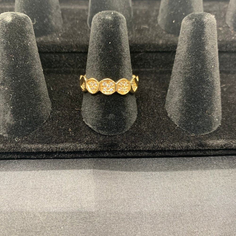 Melinda Maria Gold Oval Band with Crystals